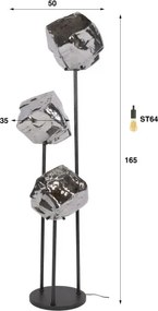 Stojaca lampa 72-26 Rock 3L Chrome glass  - Komfort-nábytok