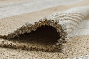 Koberec JUTE 3734 béž / sivý pásy so strapcami