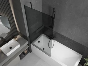 Mexen Next, vaňová zástena 1-krídlová 90 x 150 cm, fixné krídlo, 6 mm šedé sklo, čierny profil, 895-090-000-00-40-70