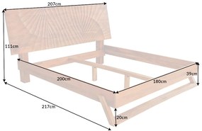 Dizajnová posteľ Zorpi 180x200cm masívne mangové drevo / hnedá