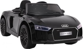 Ramiz Audi R8 Spyder na batérie Lak čierny + Diaľkové ovládanie + EVA + Pomalý štart + Rádio MP3 + LED