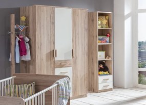 Vysoký regál so zásuvkami Cariba, dub san remo/biela