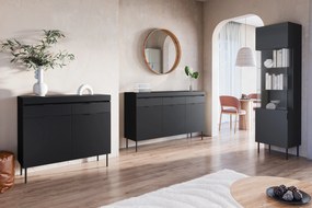 Komoda Sentia 157 cm s 3 zásuvkami - čierna / čierna