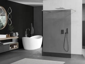 Mexen Kioto, sprchová zástena Walk-In 140 x 200 cm, 8mm šedé sklo, brúsená oceľ profil,  800-140-002-97-40