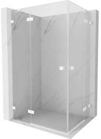 Mexen Lunar Duo, výklopný sprchový kút 100 x 75 cm, 8mm číre sklo, biely profil, 834-100L-075P-20-00