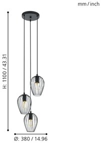 Eglo 49479 - Luster NEWTOWN 3xE27/60W/230V