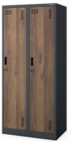 Šatníková pracovná skrinka so štyrmi priehradkami, antracitová/orechová, 800x1800x500 mm: KACPER Eco Design