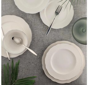 Jedálenská súprava 26 ks, biela/strieborná/slonovinová, porcelán