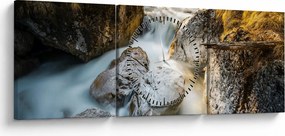 Obraz - Lesný potok (s hodinami) (90x30 cm)