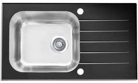 Sklenený drez Venom čierna 780X435 + sifón