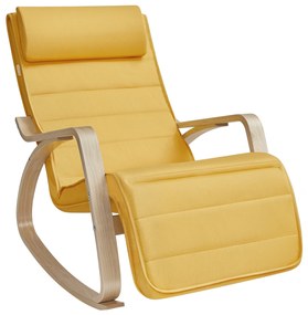 Hojdacie kreslo s opierkami na ruky, 5-smerovo nastaviteľná opierka nôh, žlté