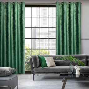 Dekorstudio Zamatový záves s elegantnou potlačou ZKPK-02 v zelenej farbe