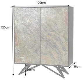Dizajnová vysoká komoda Quillon III 120 cm prírodný kameň