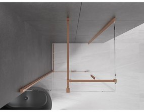 Mexen Velar, sprchový kút s posuvnými dverami 130(dvere) x 100(stena) cm, 8mm číre sklo, medená matná, 871-130-100-01-65