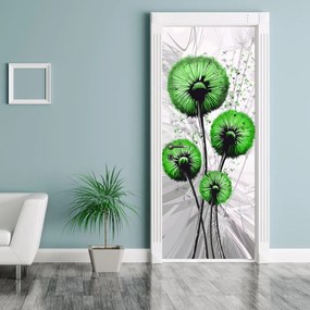 Fototapeta na dvere - abstraktná zelená púpava (95x205cm)