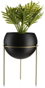 KOVOVÝ KVETINÁČ SO STOJANOM LOFT 25X18 CM ČIERNA/ZLATÁ