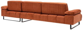 Rohová pohovka Mustang s pohyblivým operadlom 314 cm, pravá, oranžová