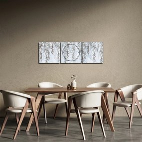 Obraz - Vŕbové vetvičky v modrom pozadí (s hodinami) (90x30 cm)
