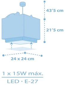 Dalber 63112T - Detský luster JUNGLE 1xE27/15W/230V modrá
