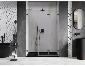 Mexen Lunar-F, L pravé sklápacie sprchové dvere 150 cm, 8mm číre sklo, grafitový profil, 836SL-150-050-95-00-P