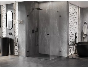 Mexen Lunar-B, výklopný sprchový kút ľavý 90 x 70 cm, 8mm číre sklo, čierny profil, 832-090-070-70-00-L