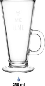 Sklenený hrnček so srdiečkom Me Time - 9*8*15 cm / 250 ml