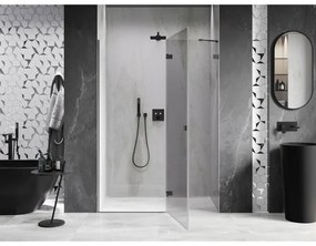 Mexen, Mexen Lunar pravé otočné sprchové dvere 140 cm, transparentné, pištoľový kov - 834-140-000-95-00-P