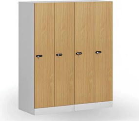 Šatníková skrinka S1 znížená, 2 oddiely, 1500 x 600 x 500 mm, demont, mechanický kódový zámok, laminované dvere, orech