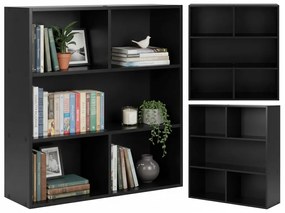 ModernHome Moderná knižnica - 3 police, čierna ModernHome
