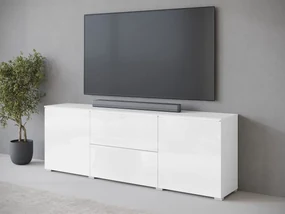 TV skrinka Sawoti 181, Farby: biela / biely lesk, Osvetlenie: osvetlenie LED biele