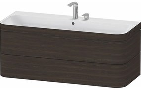 DURAVIT Happy D.2 Plus c-bonded závesná skrinka s nábytkovým umývadlom s dvomi otvormi, 2 zásuvky, 1175 x 490 x 480 mm, orech kartáčovaný, HP4639E69690000