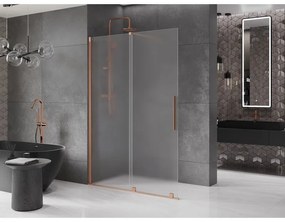 Mexen Velar, sprchová zástena s posuvnými dverami Walk-in 160 x 200 cm, 8mm sklo námraza, medená matná, 871-160-000-33-65