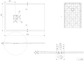 Erga Hyper, SMC sprchová vanička 130x90x2,6 cm + sifón, šedá matná, ERG-V06-SMC-9013S-GR