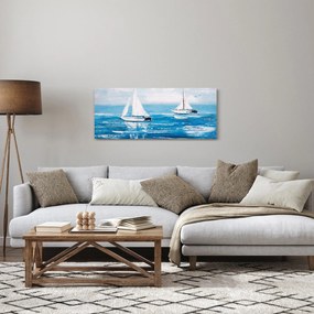 Obraz - Maľba jachty na mori (120x50 cm)