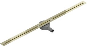 Mexen Flat Super Slim, super tenký odtokový žľab s 360° rotačným sifónom 120 cm, zlatá lesklá, 1551120