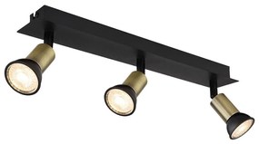 Globo 57998-3B - Bodové svietidlo DREW 3xGU10/35W/230V čierna/mosadz