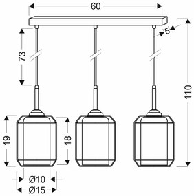 Candellux Čierny závesný luster Jonera pre žiarovku 3x E27 33-08435