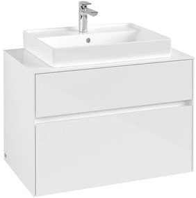 VILLEROY &amp; BOCH Collaro závesná skrinka pod umývadlo na dosku (umývadlo v strede), 2 zásuvky, 800 x 500 x 548 mm, Glossy White, C08000DH