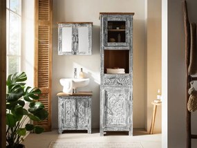 furniture-nabytek.cz - Masívna zrkadlová skrinka Santa Cruz z mangového dreva, šedá