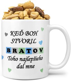 Hrnček Keď boh stvoril bratov (Náplň hrnčeka: Zmes slaných orieškov)