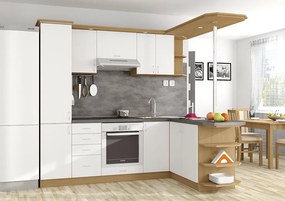 Nabytekmorava Kuchyna s ostrovčekom Bára C farba kuchyne: dub sonoma tmavá / biela, pracovná doska: s pracovnou doskou