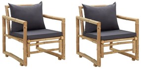 Záhradné stoličky s podložkami 2 ks bambusové
