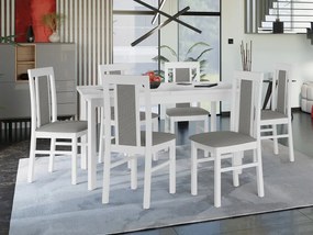 Rozkladací stôl so 6 stoličkami - AL34, Morenie: biela, Poťahové látky: Hygge D91
