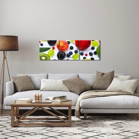 Obraz ovocia s kvapkami vody (s hodinami) (90x30 cm)
