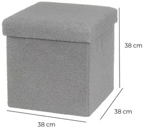 Sivý taburet z textílie buklé Folding – Casa Selección