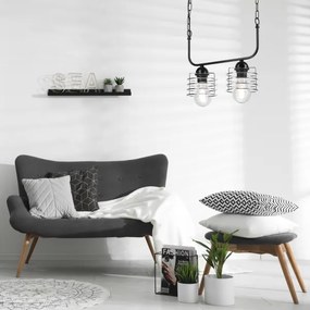 Luster na reťazi MORGAN 2xE27/60W/230V čierna/chróm