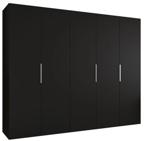 Šatníková skriňa 250 cm Mirabella 1 (čierna + kašmír). Akcia -54%. Vlastná spoľahlivá doprava až k Vám domov. 1126375