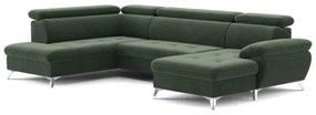 Rozkladacia rohová sedačka CATANIA do U, ľavá, zelená, s úložným priestorom