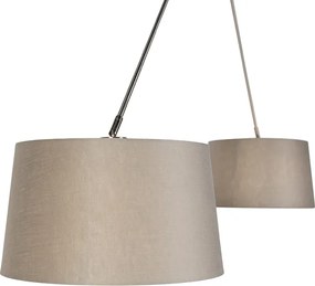 Osvetlenie na závesenie z ocele s tienidlami z ľanového plátna v odtieni taupe 35 cm 2-žiarovkové - Blitz
