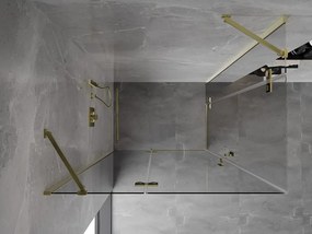 Mexen Mist-H Duo, 2-krídlový výklopný sprchový kút 110 x 105 cm, číre sklo, zlatý lesklý profil, 8A5-1105L-105P-50-00